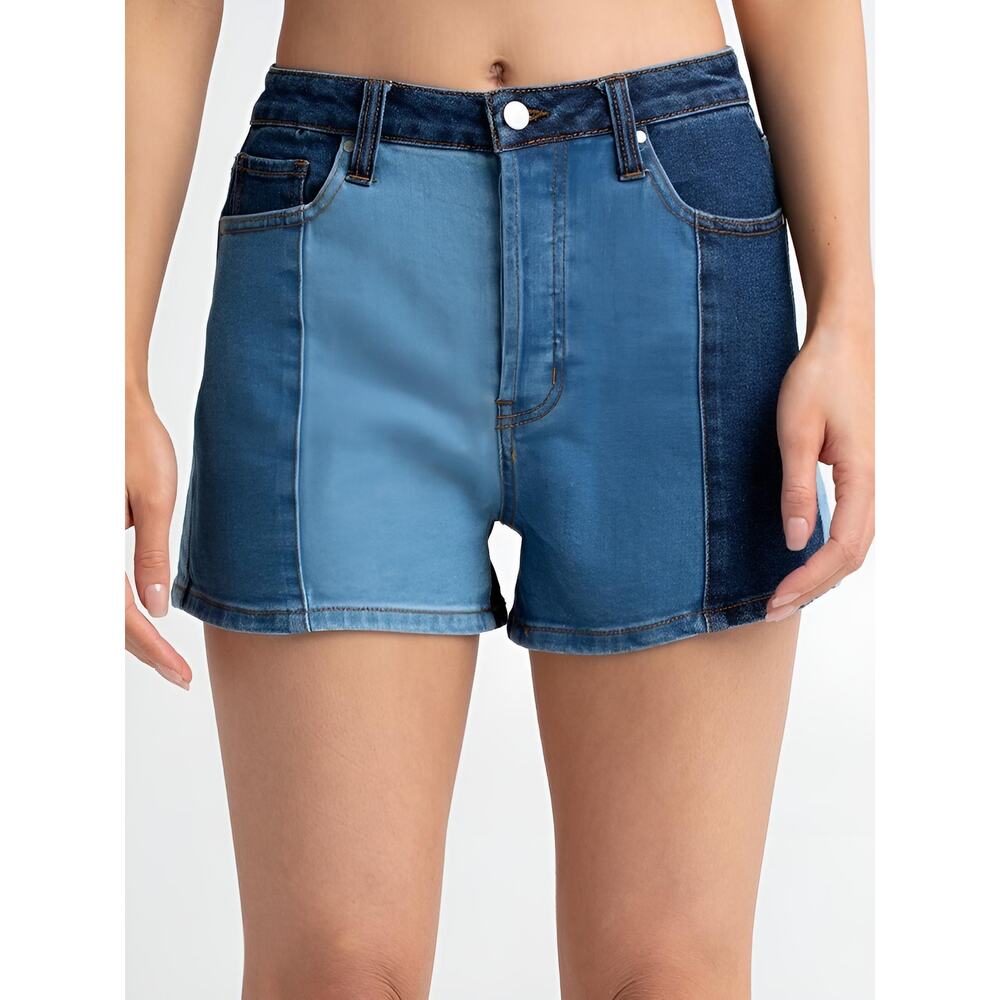 RSQ Pieced Patchwork High Rise Button-Fly Denim Shorts S EUC - Picture 8 of 9